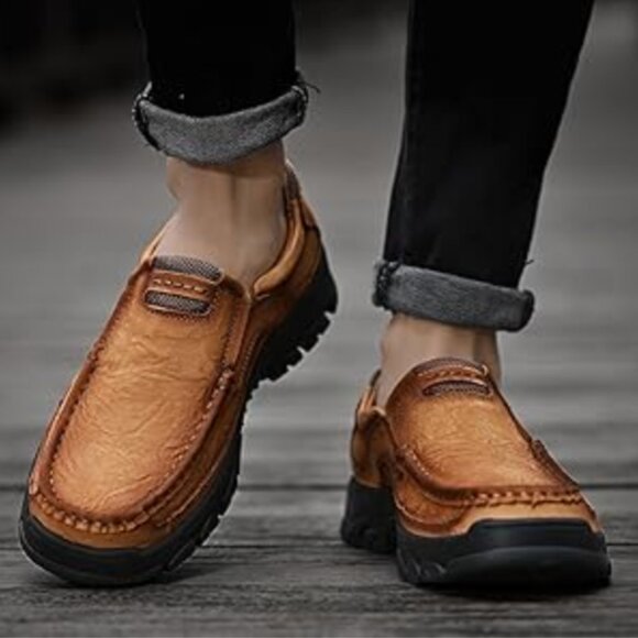 New Men’s Mostelo Brown Slip On Casual Outdoor Hiking Shoes Loafers - Picture 1 of 16